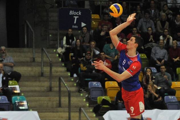 02.03.2016, xtkx, Volleyball 1.Bundesliga, United Volleys - TSV Herrsching, emspor v.l. Georg Escher (United Volleys) ,