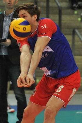02.03.2016, xtkx, Volleyball 1.Bundesliga, United Volleys - TSV Herrsching, emspor v.l. Jan Klobucar (United Volleys) ,
