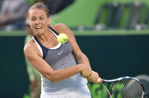 Estonian Anett Kontaveit in action against Slovakian tennis player Dominika Cibulkova during a Monterrey Tennis Open third journey match held in Monterrey, Mexico, 02 March 2016. EFE Miguel Serra MONTERREY TENNIS OPEN !ACHTUNG: NUR REDAKTIONELLE NUTZUNG!  MON456 20160303-635925676828477364