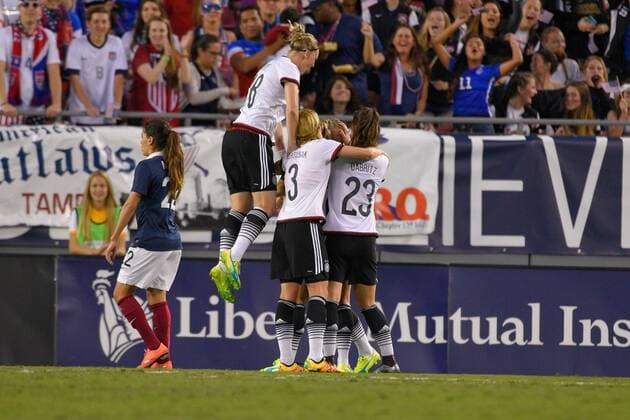 March 3, 2016 - Tampa, Florida, USA - Germany celebrates their goal by defender Leonie Maier (4) against France during the She Believes Cup at Raymond James Stadium on March 3, 2016 in Tampa, Florida. Germany won the game 1-0. Germany vs France - ZUMAm63_