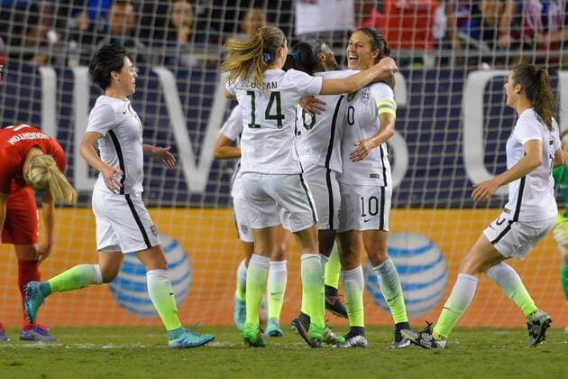 March 3, 2016 - Tampa, Florida, USA - US forward Crystal Dunn (16) and her teammates celebrate a second half goal against England during the She Believes Cup at Raymond James Stadium on March 3, 2016 in Tampa, Florida. The US won 1-0. USA vs England - ZUMAm63_
