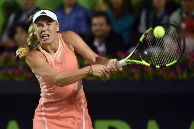Danish Caroline Wozniacki against Croatian Mirjana Lucic during a match of the Monterrey Open in Monterrey, Mexico, 03 March 2016. Monterrey Open tennis tournament !ACHTUNG: NUR REDAKTIONELLE NUTZUNG!  MEX102 20160304-635926658287709695