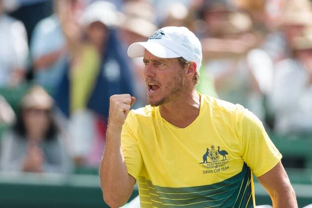 March 4, 2016: Lleyton Hewitt captain of the Australian team reacts after Bernard Tomic broke the serve of Jack Sock of USA during match two of the BNP Paribas Davis Cup World Group first round tie between Australia and USA at Kooyong tennis club in Melbourne, Australia. Tomic won in 4 sets. Tennis 2016: Davis Cup AUS v USA Day 1 - ZUMAc04_