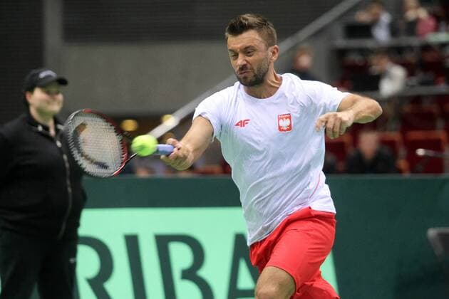 2016.03.04 Gdansk Tennis Davis Cup by BNP Paribas 2016 Michal Przysiezny - Guido Pella Davis Cup: Poland - Argentina Michal Przysiezny  20160304_PF_PM008