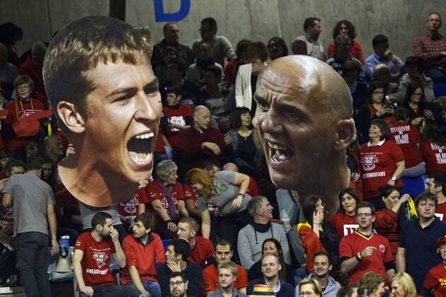 illustration picture of Belgian fans - Supporters TENNIS : Belgique vs Croatie - Coupe Davis - Liege - 04 03 2016 PhotoNews Panoramic 