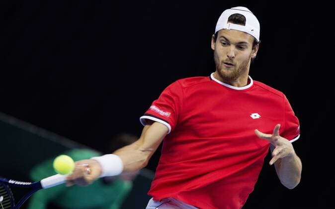 TENNIS - ITF, Davis Cup, POR vs AUT GUIMARAES,PORTUGAL,04.MAR.16 - TENNIS - ITF, Davis Cup, Portugal vs Austria. Image shows Joao Sousa (POR). GEPAxpictures xMatthiasxHauer