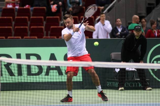 2016.03.04 Gdansk Tennis Davis Cup by BNP Paribas 2016 Michal Przysiezny - Guido Pella Davis Cup: Poland - Argentina Michal Przysiezny 