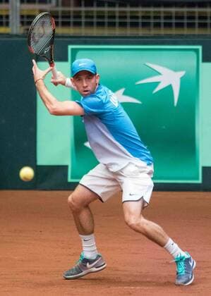 Davis cup GROUP I EUROPE AFRICA 1ST ROUND Venue: Heroes Square Stadium, Budapest, Hungary Hungary Vs Israel In the white shirt Peter NAGY Represents Hungary At blue shirt Dudi Sela Represents Israel Nir Keidar 