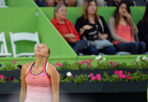 Estonian Anett kontaveit reacts after scoring a point against US Nicole Gibbs during a match of the Monterrey Open in Monterrey, Mexico, 04 March 2016. Monterrey Open tennis tournament !ACHTUNG: NUR REDAKTIONELLE NUTZUNG!  MEX102 20160305-635927411880686896