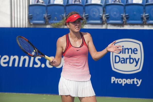 March 4, 2016 - Kuala Lumpur, malaysia - Elina Svitolina from Ukraine reacts during a match with Kristina Kucova from Slovakia in the women s singles tennis tournament of the WTA Tennis Damen BMW Malaysian Open 2016 at Royal Selangor Golf Club in Kuala Lumpur, Malaysia, on March 4 2016. WTA Malaysian Open - Kristina Kucova vs Elina Svitolin  - ZUMAn230