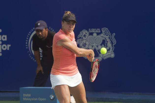 March 4, 2016 - Kuala Lumpur, malaysia - Kristina Kucova from Slovakia returns a ball during a match with Elina Svitolina from Ukraine in the women s singles tennis tournament of the WTA Tennis Damen BMW Malaysian Open 2016 at Royal Selangor Golf Club in Kuala Lumpur, Malaysia, on March 4 2016. WTA Malaysian Open - Kristina Kucova vs Elina Svitolin  - ZUMAn230