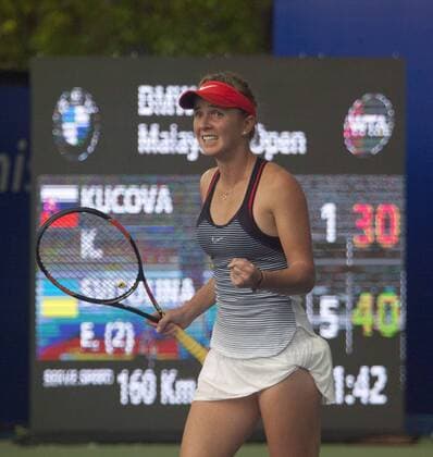March 4, 2016 - Kuala Lumpur, malaysia - Elina Svitolina from Ukraine celebrates after winning a match with Kristina Kucova from Slovakia in the women s singles tennis tournament of the WTA Tennis Damen BMW Malaysian Open 2016 at Royal Selangor Golf Club in Kuala Lumpur, Malaysia, on March 4 2016. WTA Malaysian Open - Kristina Kucova vs Elina Svitolin  - ZUMAn230