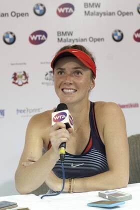 March 4, 2016 - Kuala Lumpur, malaysia - Elina Svitolina from Ukraine speaks at a press conference PK Pressekonferenz after winning a match with Kristina Kucova from Slovakia in the women s singles tennis tournament of the WTA Tennis Damen BMW Malaysian Open 2016 at Royal Selangor Golf Club in Kuala Lumpur, Malaysia, on March 4 2016. WTA Malaysian Open - Kristina Kucova vs Elina Svitolin  - ZUMAn230