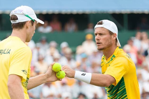 March 5, 2016: Lleyton Hewitt and John Peers of Australia in action against Mike and Bob Bryan of USA during the doubles match of the BNP Paribas Davis Cup World Group first round tie between Australia and USA at Kooyong tennis club in Melbourne, Australia. Tennis 2016: Davis Cup AUS v USA Day 2 - ZUMAc04_