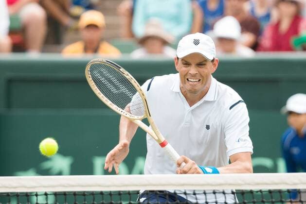March 5, 2016: Bob Bryan of USA in action against Lleyton Hewitt and John Peers of Australia during the doubles match of the BNP Paribas Davis Cup World Group first round tie between Australia and USA at Kooyong tennis club in Melbourne, Australia. Tennis 2016: Davis Cup AUS v USA Day 2 - ZUMAc04_