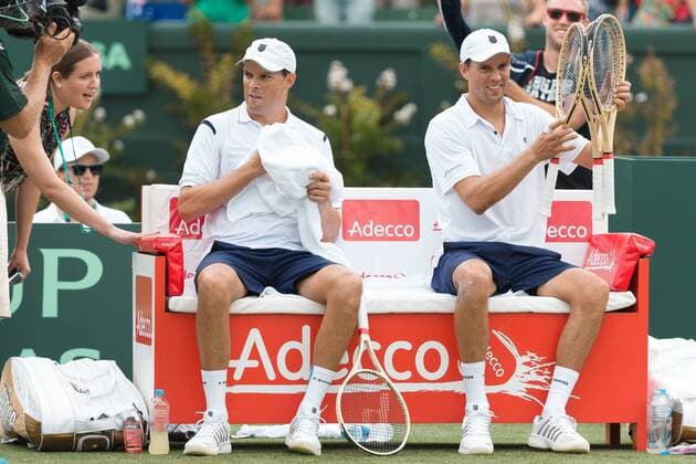 March 5, 2016: Mike and Bob Bryan of USA after winning the doubles match against Lleyton Hewitt and John Peers of Australia at the BNP Paribas Davis Cup World Group first round tie between Australia and USA at Kooyong tennis club in Melbourne, Australia. Tennis 2016: Davis Cup AUS v USA Day 2 - ZUMAc04_