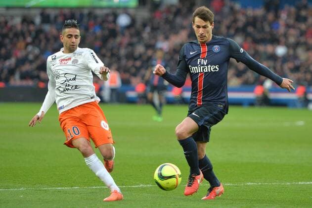 Fußball, Paris St. Germain - Montpellier HSC BENJAMIN STAMBOULI (psg) - Ryad BOUDEBOUZ (mon) FOOTBALL : Paris SG vs Montpellier - Ligue 1 - 05 03 2016 AnthonyBIBARD FEP 