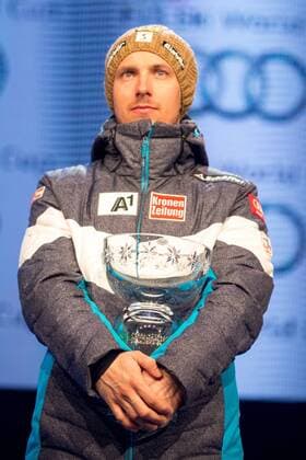 ALPINE SKIING - FIS World Cup KRANJSKA GORA,SLOVENIA,5.MAR.16 - ALPINE SKIING - FIS World Cup, Kranjska Gora, giant slalom, men, award ceremony. Image shows Marcel Hirscher (AUT). GEPAxpictures xMaticxKlansek