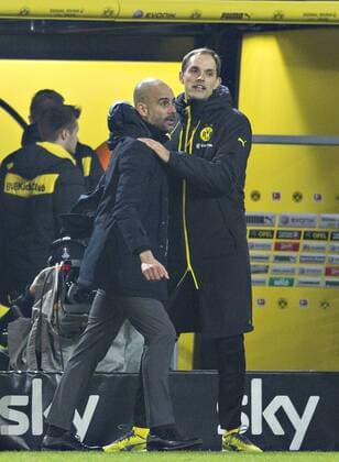 Dortmund, 05.03.2016, Signal-Iduna-Park Trainer Josep Pep Guardiola (FCB), Trainer Thomas Tuchel (BvB) Borussia Dortmund - Bayern München