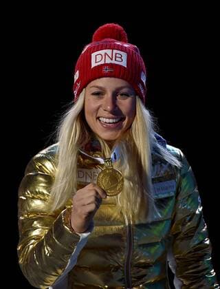 BIATHLON - IBU WC Oslo 2016 OSLO,NORWAY,05.MAR.16 - BIATHLON - IBU World Championships, 7.5km sprint, ladies, award ceremony. Image shows Tiril Eckhoff (NOR). Keywords: medal. GEPAxpictures xFlorianxErtl