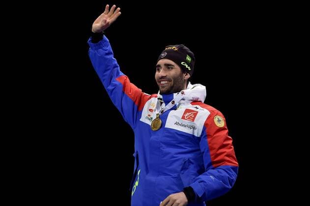 BIATHLON - IBU WC Oslo 2016 OSLO,NORWAY,05.MAR.16 - BIATHLON - IBU World Championships, 10km sprint, men, award ceremony. Image shows Martin Fourcade (FRA). Keywords: medal. GEPAxpictures xFlorianxErtl
