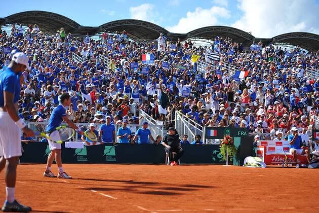 Double Richard Gasquet et Jo Wilfried Tsonga (Fra) et Yannick Noah TENNIS : Davis Cup, Daviscup, Frankreich vs Kanada 2016 - 05 03 2016 TennisMagazine 