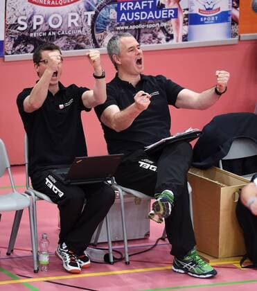 Volleyball 1. Bundesliga Saison 2015 2016 TV Rottenburg - VSG Coburg Grub 05.03.2016 JUBEL TV Rottenburg; xxNOxMODELxRELEASExx 