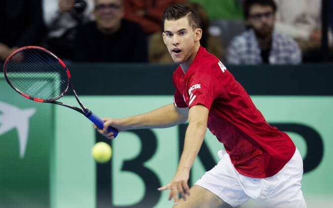Tennis, Davis Cup, Portugal - Österreich TENNIS - ITF, Davis Cup, POR vs AUT GUIMARAES,PORTUGAL,06.MAR.16 - TENNIS - ITF, Davis Cup, Portugal vs Austria. Image shows Dominic Thiem (AUT). GEPAxpictures xMatthiasxHauer