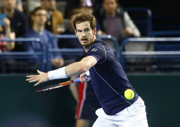 06.03.2016. Barclaycard Arena, Birmingham, England. Davis Cup Tennis World Group First Round. Great Britain versus Japan. Great Britain s Andy Murray hits a forehand during his singles match against Japan s Kei Nishikori on day 3 of the tie. xAlanxMartinx  ActionPlus11715240