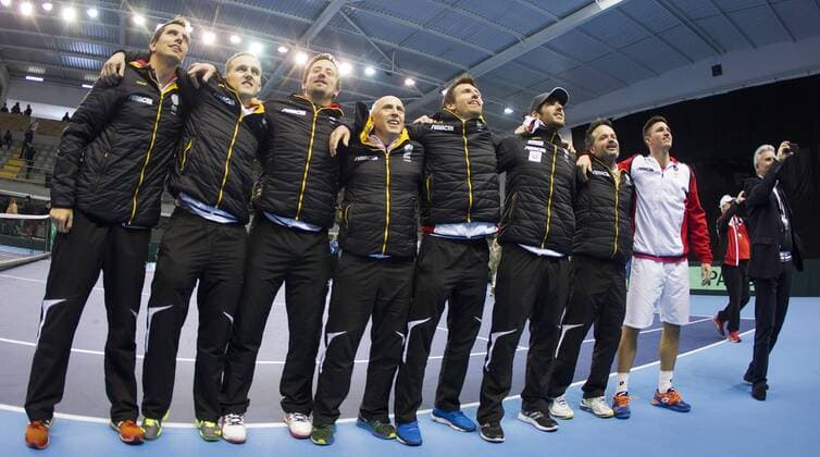 Tennis, Davis Cup, Portugal - Österreich TENNIS - ITF, Davis Cup, POR vs AUT GUIMARAES,PORTUGAL,06.MAR.16 - TENNIS - ITF, Davis Cup, Portugal vs Austria. Image shows Stefano de Pirro, Gerald Laposa, Ulrich Lanz, Werner Farmer, Alexander Peya, Gerald Melzer, Thomas Hammerl, Dennis Novak and Franz Sterba (AUT). GEPAxpictures xMatthiasxHauer