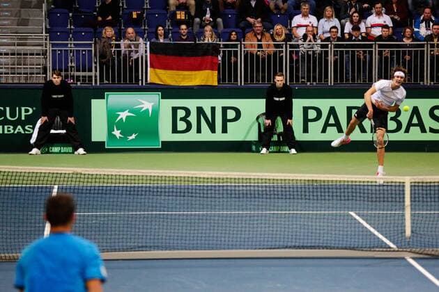 GER.,Tennis, Federations Cup, Deutschland vs Tschechien 06.03.2016, TUI Arena, Hannover, GER, Federations Cup, Deutschland vs Tschechien im Bild Lukas Rosol (Team Tschechien) gegen Alexander Zverev (Team Deutschland) nphxrauch
