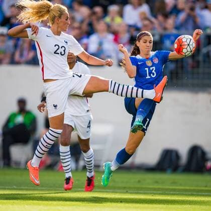 France MF Kheira Hamraoui (23) and United States FW Alex Morgan (13) during the She Believes Cup Women s International Soccer match between France and the United States at Nissan Stadium on March 6, 2016 in Nashville, TN. Soccer 2016: France vs United States MAR 06 - ZUMAc04_