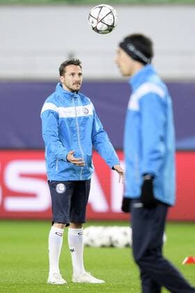 Gent s Danijel Milicevic pictured during a training of Belgian first league soccer team KAA Gent, Monday 07 March 2016 in Wolfsburg, Germany. Gent is preparing for the return leg of the 1 8 finals of the UEFA Champions League competition against German club VfL Wolfsburg Tomorrow. Wolfsburg won the first leg 2-3. YORICKxJANSENS  x04806712x
