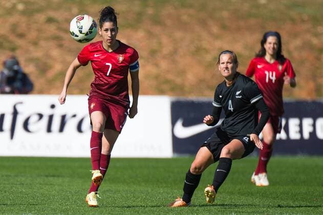 Claudia Neto (Kapitän Portugal) Albufeira, Portugal, 07.03.2016 - Fussball, Frauenfussball, Algarve Cup 2016, Portugal - Neuseeland, Fussball, Frauenfussball, Algarve Cup 2016, Portugal - Neuseeland, xKLx