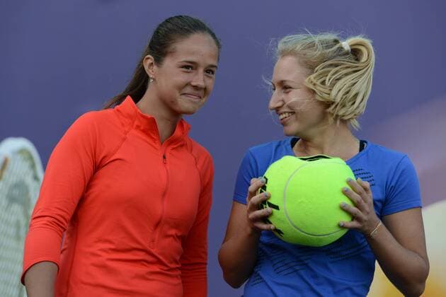 March 7, 2016 - Indian Wells, California, United States - DARIA KASATKINA (left) and DARIA GAVRILOVA at the WTA Tennis Damen draw ceremony for the BNP Paribas Open in Indian Wells California. Tennis 2016 - BNP Paribas Open - Day 1 - ZUMAl132