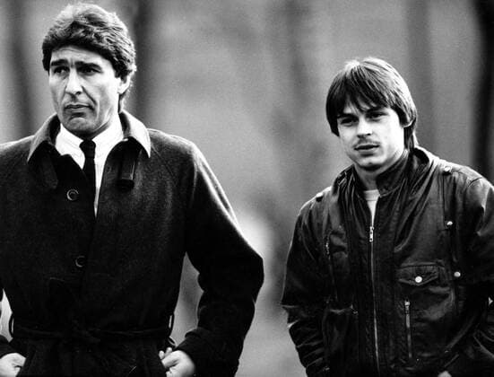 Manager Rudi Assauer (li.) und Olaf Thon (beide FC Schalke 04)