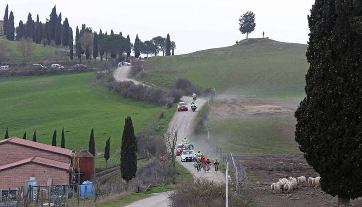 RADSPORT - Strade Bianche - 05.03.2016, Die Spitzengruppe auf den Schotterpisten, -