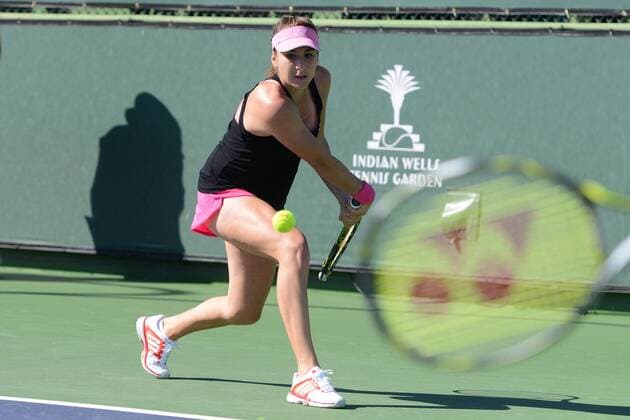 March 8, 2016 - Indian Wells, California, United States - BELINDA BENCIC of Switzerland practices in advance of the BNP Paribas Open in Indian Wells California. Tennis 2016 - BNP Paribas Open - Day 2 - ZUMAl132