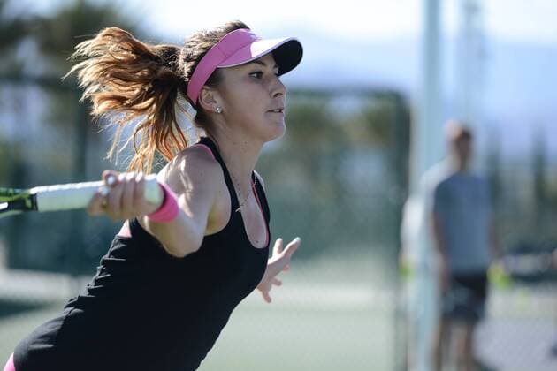 March 8, 2016 - Indian Wells, California, United States - BELINDA BENCIC of Switzerland practices in advance of the BNP Paribas Open in Indian Wells California. Tennis 2016 - BNP Paribas Open - Day 2 - ZUMAl132