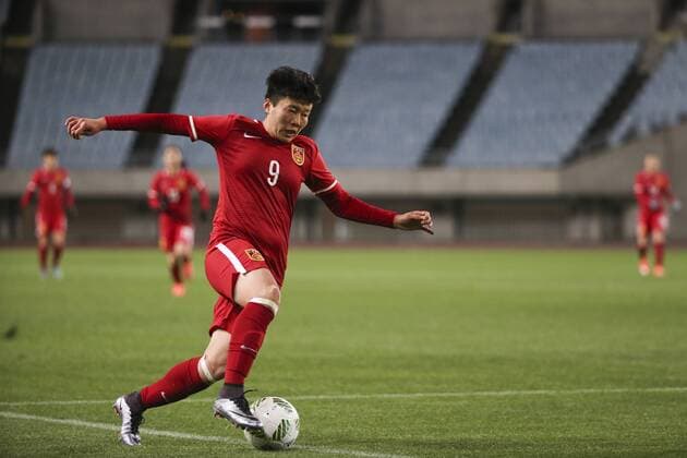 OSAKA, JAPAN - MARCH 09: (CHINA OUT) Ma Xiaoxu 9 of China drives the ball during the AFC Women s Olympic Final Qualification Round match between Australia and China at Yanmar Stadium Nagai on March 9, 2016 in Osaka, Japan.  CFP480870632 