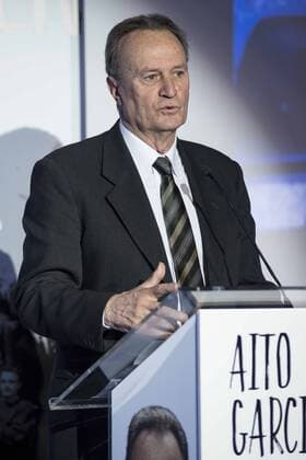 Basketball, Aito Garcia Reneses wird in Madrid geehrt ACB pays tribute to coach Aito Garcia Reneses for his career in the Spanish basketball at Truss Space of Barclaycard Center in Madrid, March 09 2016.  (20160309031)