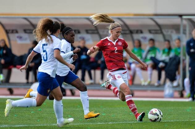 Line Roddik Hansen (Dänemark) Parchal, Portugal, 09.03.2016 - Fussball, Frauenfussball, Algarve Cup 2016, Dänemark - Portugal, Fussball, Frauenfussball, Algarve Cup 2016, Dänemark - Portugal, xKLx