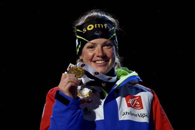BIATHLON - IBU WC Oslo 2016 OSLO,NORWAY,09.MAR.16 - BIATHLON - IBU World Championships, 15km individual, ladies, award ceremony. Image shows Marie Dorin Habert (FRA). Keywords: medal. GEPAxpictures xFlorianxErtl