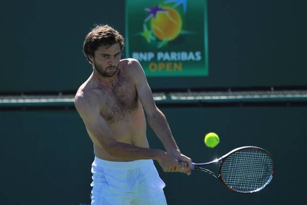 Tennis, ATP-Turnier in Indian Wells, Training Gilles Simon (Fra) TENNIS : Tournoi d Indian Wells 2016 - 09 03 2016 TennisMagazinex 