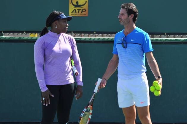 Serena Williams (USA) et Patrick Mouratoglou TENNIS : Tournoi d Indian Wells 2016 - 09 03 2016 TennisMagazinex 