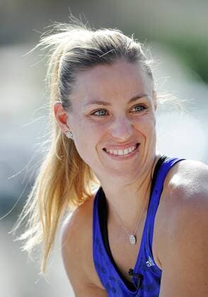 09 Mar. 2016: Tennis player Angelique Kerber (GER) talks with media members during the media all-access hour and ATP Tennis Herren Tour Media Day at the BNP Paribas Open played at the Indian Wells Tennis Garden in Indian Wells, CA. (Photo By John Cordes Icon Sportswire) TENNIS: MAR 09 BNP Paribas Open Icon506160309016 EDITORIAL USE ONLY