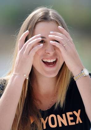 09 Mar. 2016: Tennis player Belinda Bencic (SUI) talks with the media during the tennis all-access hour and ATP Tennis Herren Tour Media Day at the BNP Paribas Open played at the Indian Wells Tennis Garden in Indian Wells, CA. (Photo By John Cordes Icon Sportswire) TENNIS: MAR 09 BNP Paribas Open Icon506160309029 EDITORIAL USE ONLY