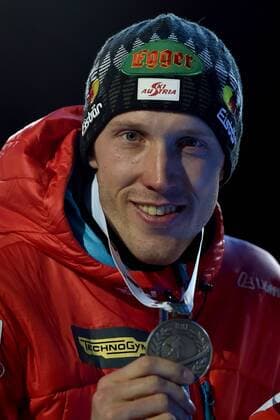 BIATHLON - IBU WC Oslo 2016 OSLO,NORWAY,10.MAR.16 - BIATHLON - IBU World Championships, 20km individual, men, award ceremony. Image shows Dominik Landertinger (AUT). Keywords: medal. GEPAxpictures xFlorianxErtl