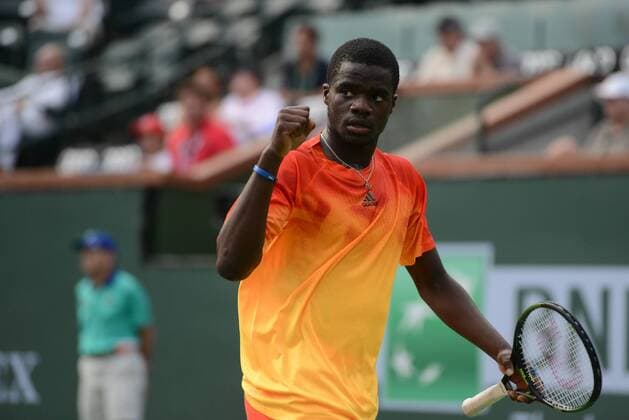 March 10, 2016 - Indian Wells, California, United States - FRANCIS TIAFOE celebrates a point in his first round match vs. T. Fritz at the BNP Paribas Open in Indian Wells California. Tennis 2016 - BNP Paribas Open - Day 4 - ZUMAl132
