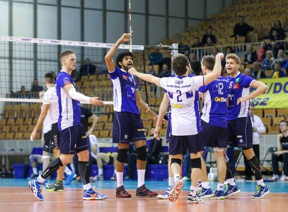 VOLLEYBALL - MEVZA, Kamnik vs Hypo Tirol LJUBLJANA,SLOVENIA,11.MAR.16 - VOLLEYBALL - MEVZA, Middle European Volleyball Zonal Association, men, semi final, Hypo Tirol VT vs Calcit Kamnik. Image shows the rejoicing of Hypo Tirol. GEPAxpictures xMaticxKlansek